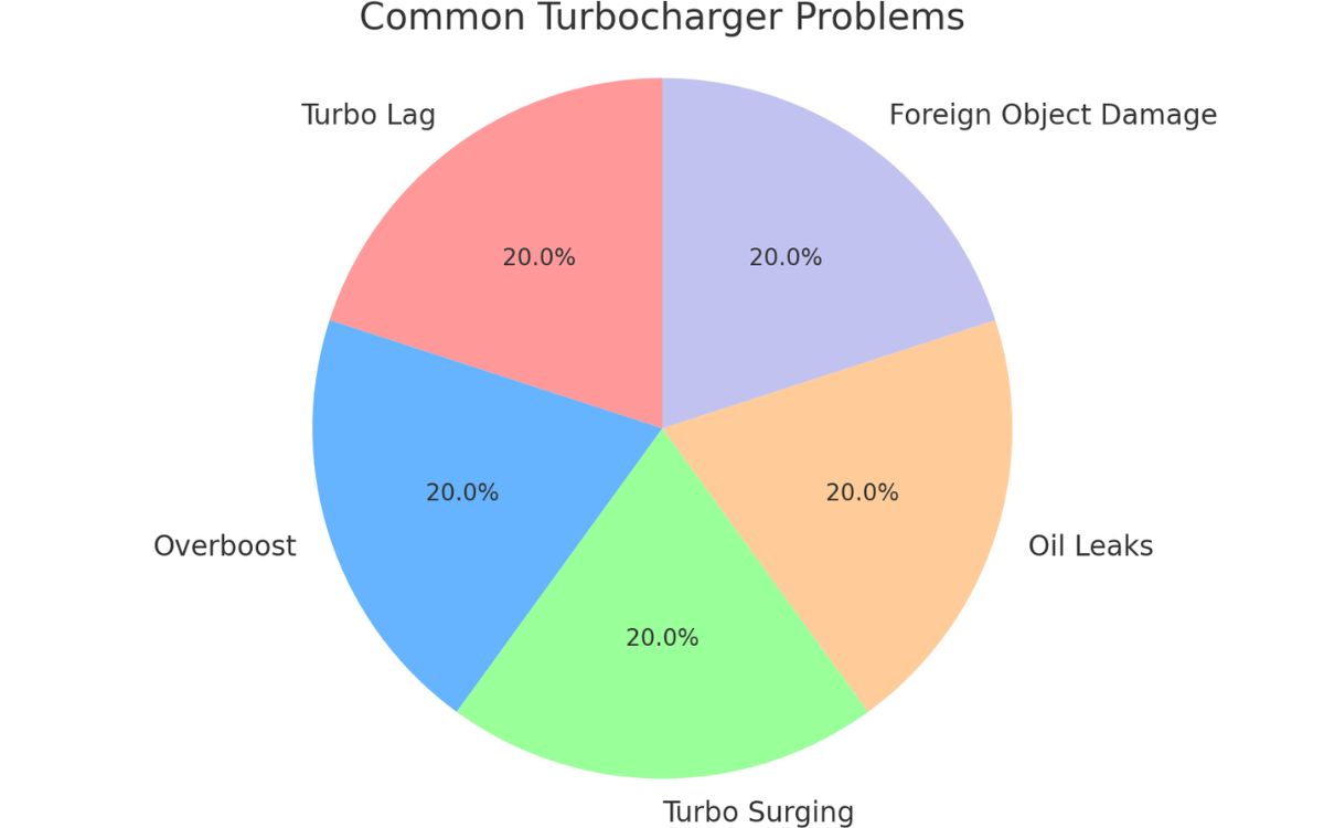 pie chart that illustrates the distribution of common turbocharger problems